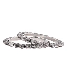 Rubans Set Of 2 Silver-Plated Oxidised Bangles image 3