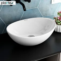 plantex Wash Basin/Basin for Bathroom/Tabletop Wash Basin Platinium Ceramic Tabletop Oval Wash Basin/Countertop Sink (14.5x13.5x7 Inch) Table Top Basin-picture-17