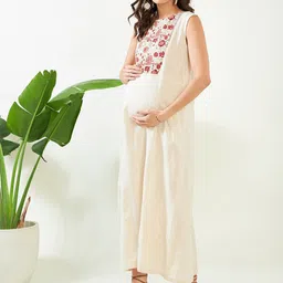 The Kaftan Company Maternity Floral Printed Cotton Maxi A-Line Dress image 4
