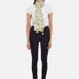 Honey by Pantaloons Women Green & Orange Printed Scarf image 3
