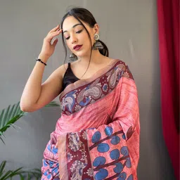 Celeb Styles Colourblocked Pure Linen Saree image 3