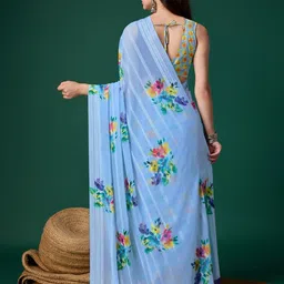 P D Silk Mills Striped Pure Georgette Saree image 4