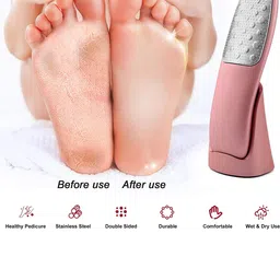 Beaute Secrets Foot File Callus Remover Scrubber With Stand - Pink image 3