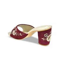 SHRIVAS BY ARCHITA MEHTA Ethnic Embellished Velvet Block Heels image 3