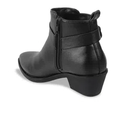 Mochi Black Kitten Heeled Boots with Buckles image 4