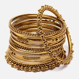 Aazeen Set Of 20 Gold-Plated Textured Bangles image 3