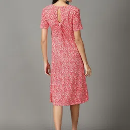 SHOWOFF Round Neck Abstract Print A-Line Midi Cotton Dress image 2