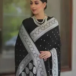 Flosive Woven Design Zari Banarasi Saree image 4