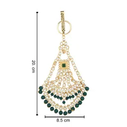 I Jewels Gold Plated Studded Kundan & Pearls Chabi Challa Clip Saree Accessories image 3