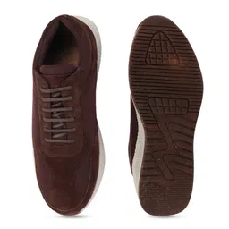 FAUSTO Men Brown Woven Design Suede Slip-On Sneakers image 5
