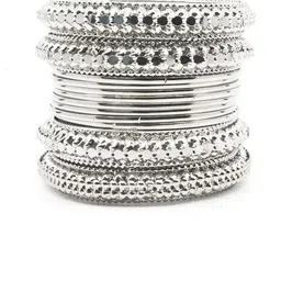GRIIHAM Set Of 12 Silver-Plated Textured Bangles image 2