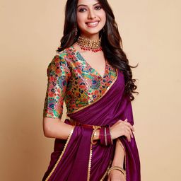 Sangria Magenta Gotta Patti Detailed Saree-picture-11