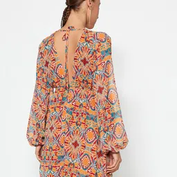 Trendyol Floral Print Puff Sleeve Fit & Flare Dress image 5