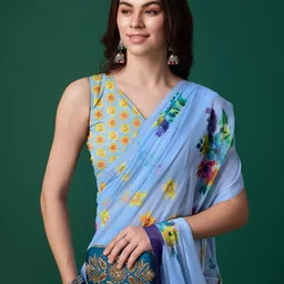 P D Silk Mills Striped Pure Georgette Saree image 2