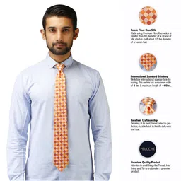 PELUCHE Men Orange & Red Checked Broad Tie image 4