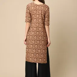 7threads KALINI Women Pack of 2 Brown & Orange Geometric Printed Crepe Kurta image 5