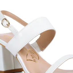 London Rag Ankle Loop Open Toe Block Heels with Buckles image 2