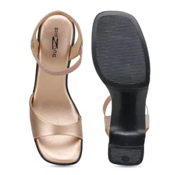 Shezone Rose Gold Block Sandals with Buckles image 3