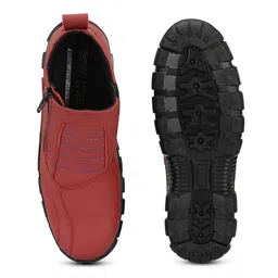 Eego Italy Men Red Leather Trekking Non-Marking Shoes image 4