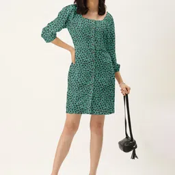 DressBerry Green & Black Animal Shirt Dress-picture-23
