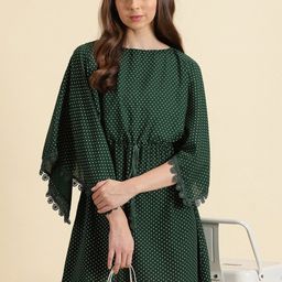 SHOWOFF Polka Dot Printed Chiffon A-Line Dress-picture-42
