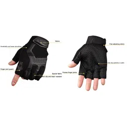 Alexvyan Men Patterned Gym & Fitness Odor-Free Breathable Anti-Skid Snuggly-Fit Gloves image 4