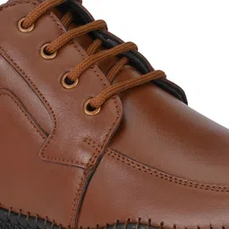 Mactree Men Tan-Brown Solid Leather Formal Derbys image 3