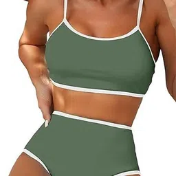 valardoh Solid Women Bikini Green Swimsuit-picture-31