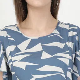 MYLO ESSENTIALS Women Blue Printed Maternity Midi Dress image 5