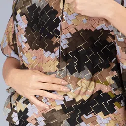 NIGHTSPREE Floral Print Flared Sleeve Maternity Cotton Kaftan Midi Dress image 3