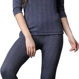 RAVIA Women’s Striped Soft & Warm Polycotton Thermal Set|Top & Bottom - RA0002 Women Top - Pyjama Set Thermal-picture-17