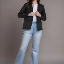 rocksy Women Solid Single Breasted Casual Blazer image 4