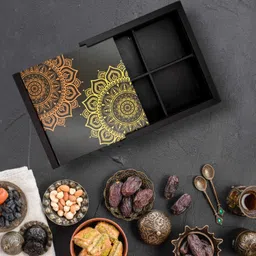 angira handicrafts wooden Dryfruit box/Multipurpose 4Section/ StorageBox(set of 4) AHS-DBOX91 Tray image 3