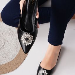JM Looks Embellished Pointed Toe Mules-picture-11