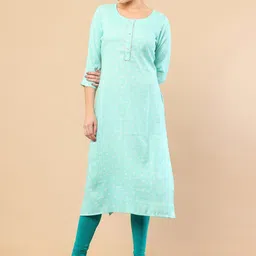 Soch Women Blue Ethnic Motifs Printed Gotta Patti Silk Kurta-picture-17