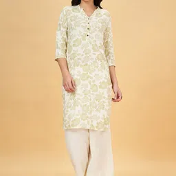 RANGMANCH BY PANTALOONS Floral Printed Mandarin Collar Straight Kurta-image-45
