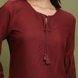 Vishudh Tie-Up Neck Bell Sleeves Straight Kurta image 2