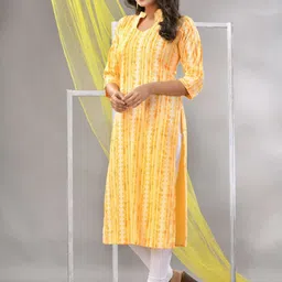 Charukriti Striped Plus Size Mandarin Collar A-Line Kurta image 4