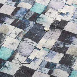 Anouk Blue Checked Mandarin Collar Straight Kurta image 3