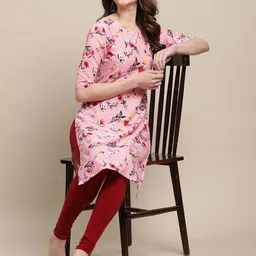 7Threads Pack of 6 Women Multicoloured & Green Floral Printed Crepe Kurta image 5