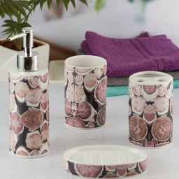 Kookee Mauve 4 Pieces Abstract Pieces Ceramic Bath Accessories Set-picture-8
