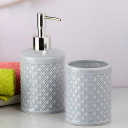 Kookee Grey 2 pieces Abstract Ceramic Bath Accessories Set-picture-25