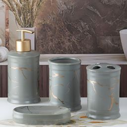 Kookee Grey 4 pieces Abstract Ceramic Bath Accessories Set-picture-48