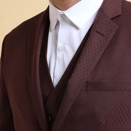 Allen Solly Men Self Design Slim-Fit Single-Breasted Three-Piece Suit image 3