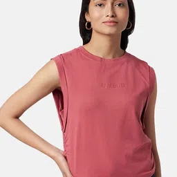 SF JEANS by Pantaloons Women Round Neck Sleeveless Ruched Detail T-shirt-image-60