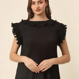 plusS Black Flutter Sleeve Ruffles Top-picture-36