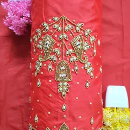 dsf fashion Unstitched Art Silk Blouse Material Embroidered image 1