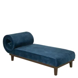 casacraft from pepperfry Lisa Velvet Chaise Lounger in Blue Colour image 5