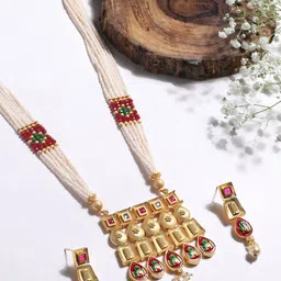 ASMITTA JEWELLERY Gold-Plated Stone-Studded & Beaded Jewellery Set-picture-37