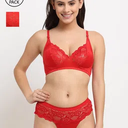 Friskers Women Pack of 2 Red Non padded Polyamide Spandex Lingerie set-2O-305-03-306-03-30-picture-11